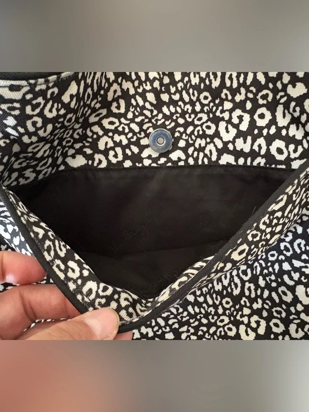Vera Bradley Black and Cream Leopard-Print Crossbody